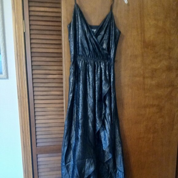Express size S black shimmering long dress with ruffled bottom - Picture 1 of 3
